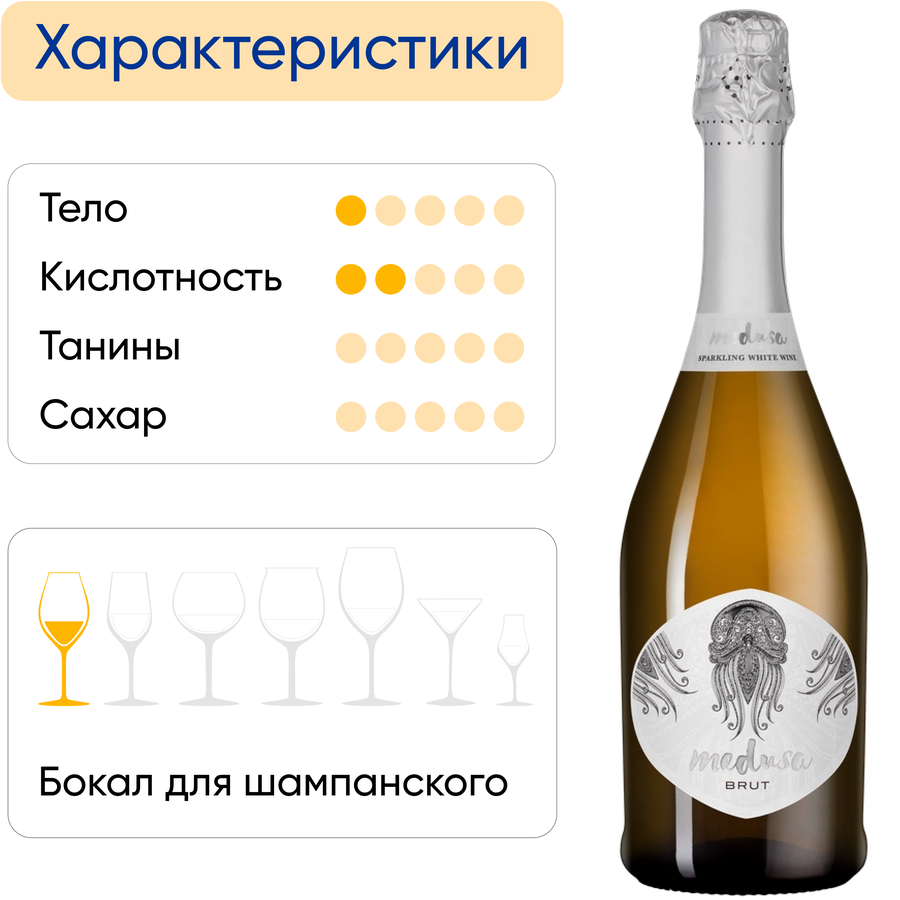 Вино игристое MEDUSA белое брют, 0.75л, превью