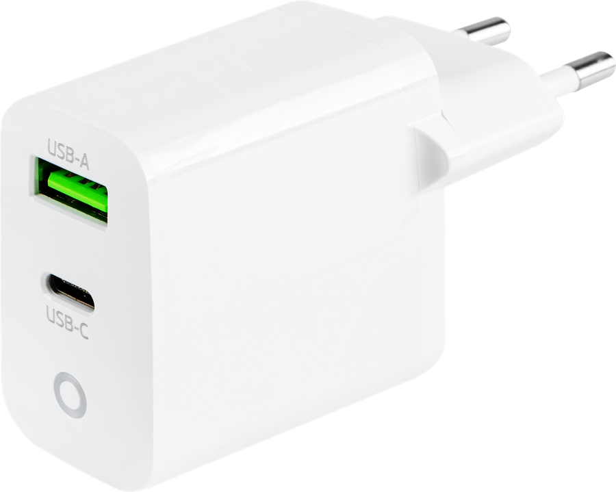 Устройство зарядное сетевое DEPPA USB-C+USB A, PD 3.0, QC 3.0, 20W, белый, Арт. 11398, предпросмотр