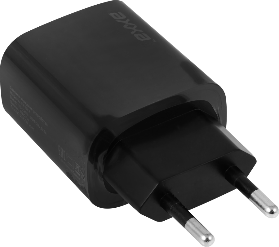 Устройство зарядное сетевое AXXA 2 USB 2.4А, черный, Арт. 2402, превью