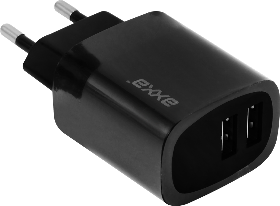 Устройство зарядное сетевое AXXA 2 USB 2.4А, черный, Арт. 2402, превью
