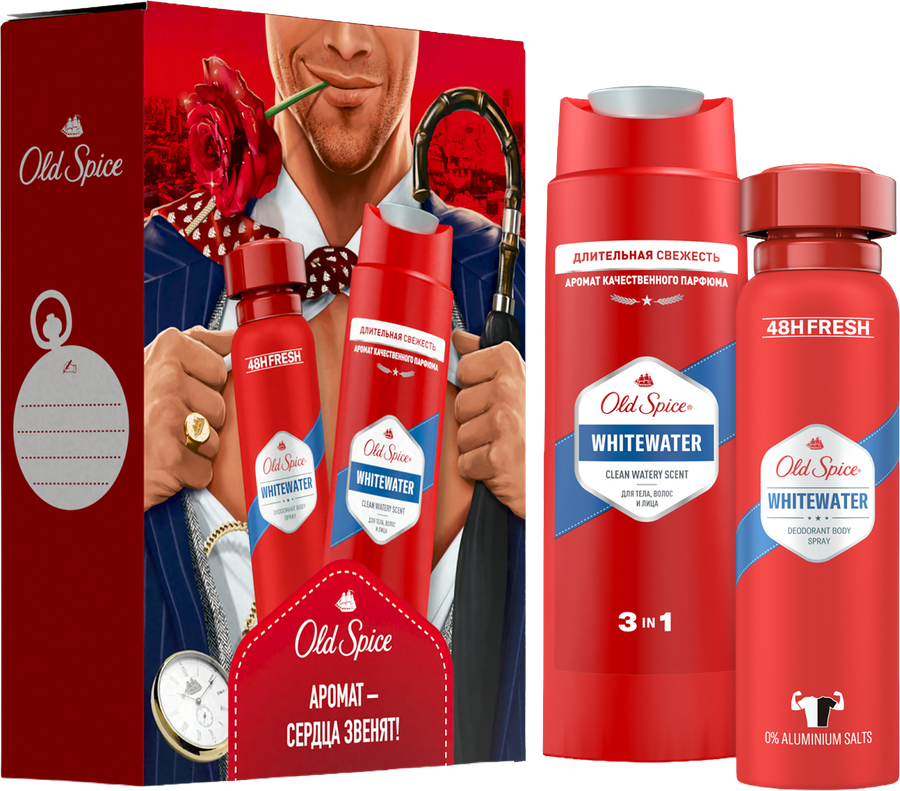 Набор подарочный мужской OLD SPICE Дезодорант-спрей Whitewater, 150мл+Гель для душа Whitewater, 250мл, превью