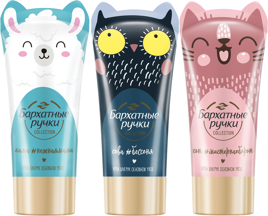 Набор подарочный женский БАРХАТНЫЕ РУЧКИ Funny Animals Крем для рук Основной уход Коллекция с ушастыми героями, 3х45мл, предпросмотр