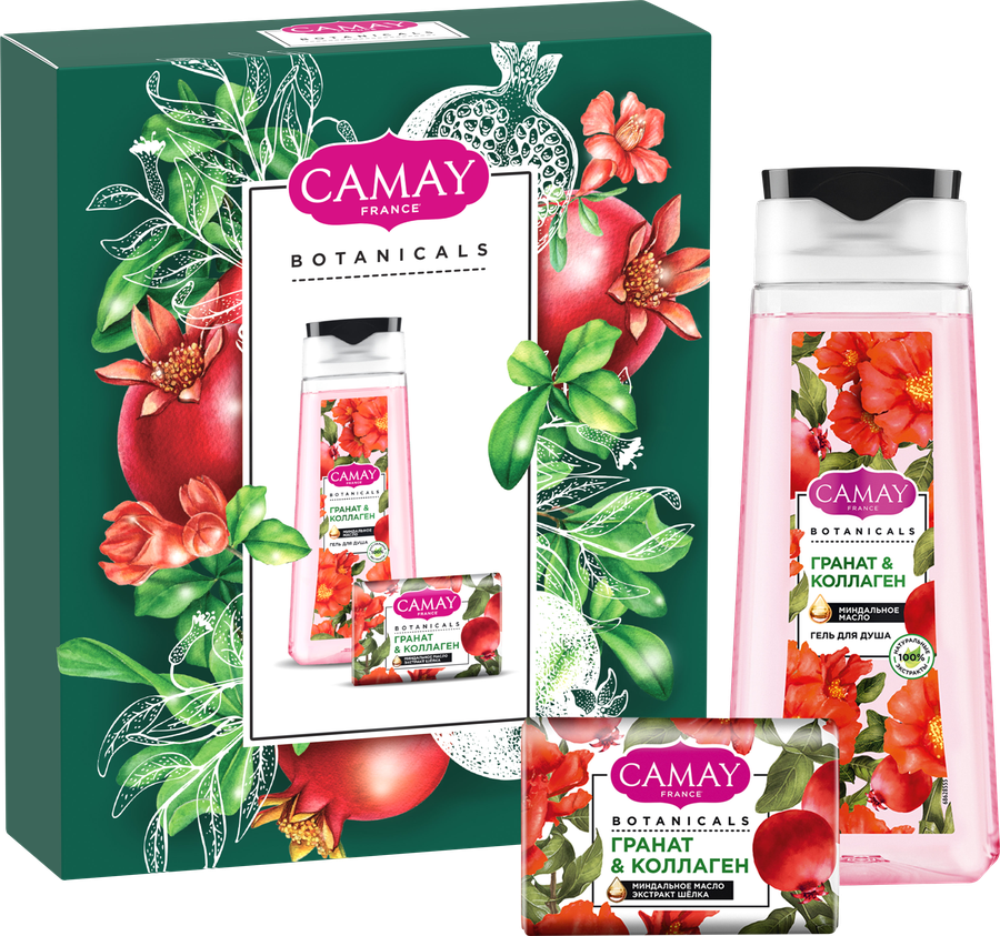 Набор подарочный женский CAMAY Botanicals Гель для душа Цветы граната, 250мл+Мыло Цветы граната, 85мл, превью