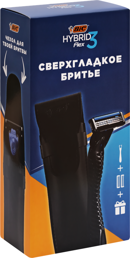 Набор подарочный мужской BIC Promo Pack 3-лезвийная бритвенная система Гибрид 3 Флекс+Чехол, 148г, превью