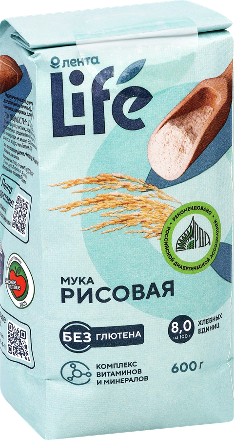 Мука рисовая&nbsp;ЛЕНТА LIFE безглютеновая, 600г, предпросмотр