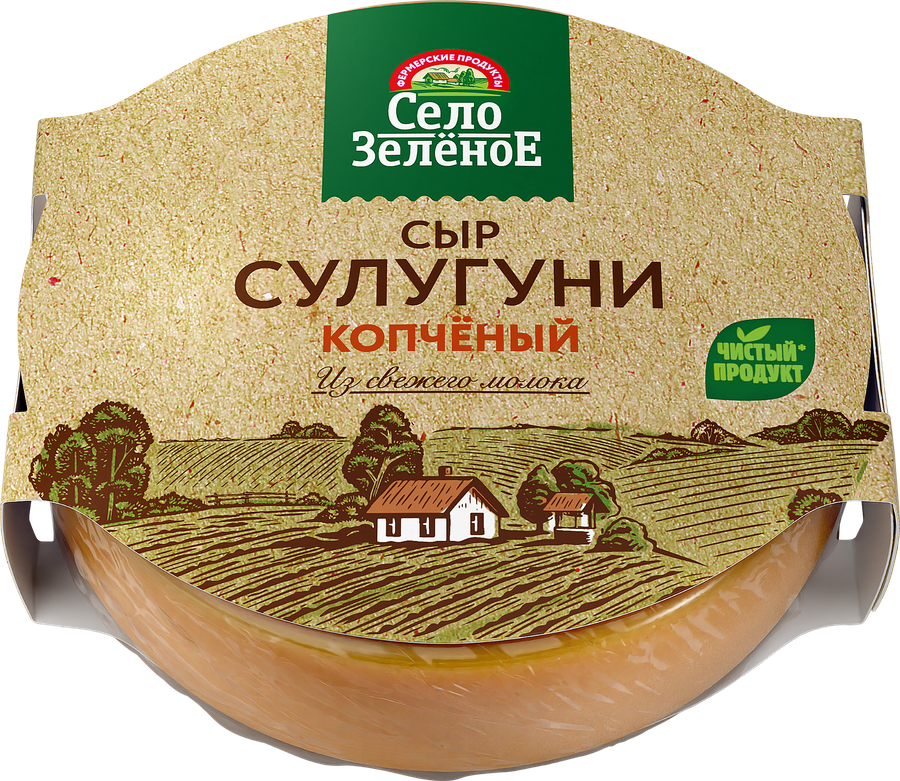 Сыр копченый СЕЛО ЗЕЛЕНОЕ Сулугуни 40%, без змж, 280г, превью