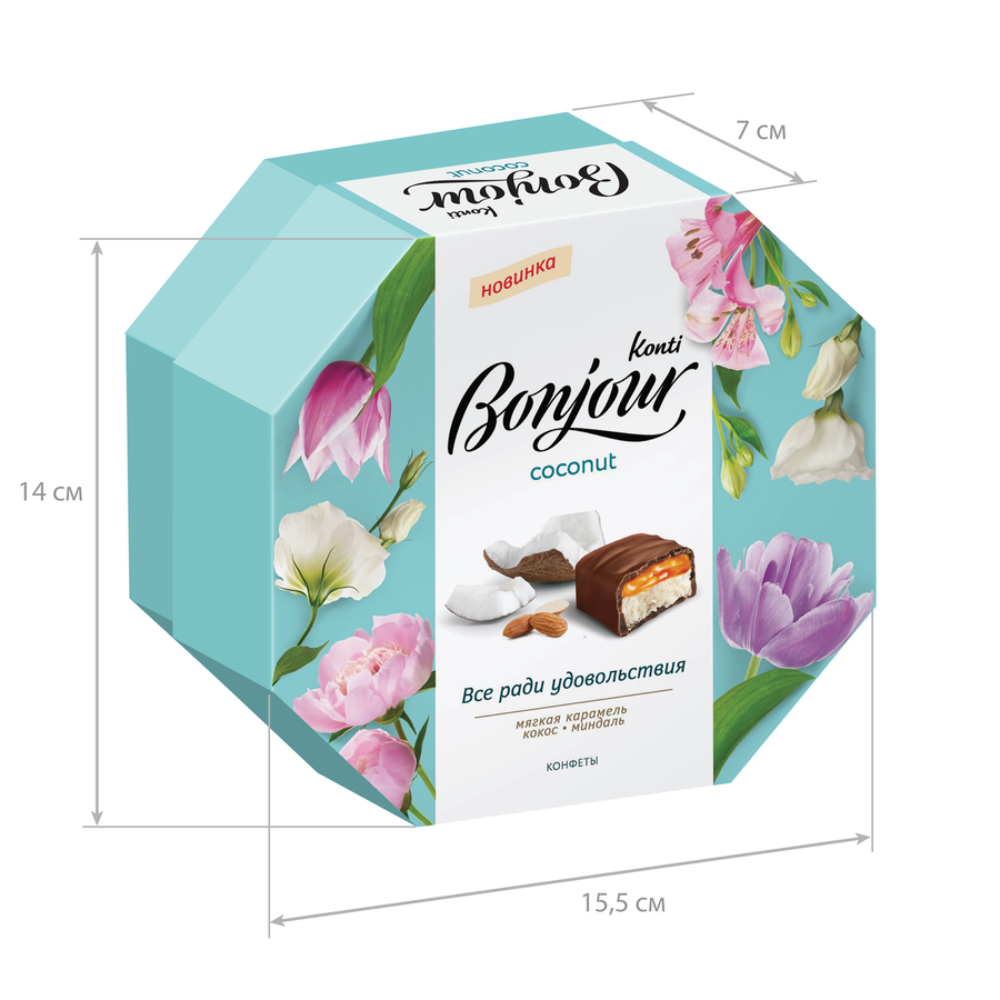 Набор кондитерских изделий BONJOUR с кокосом, миндалем и карамелью, 150г, превью