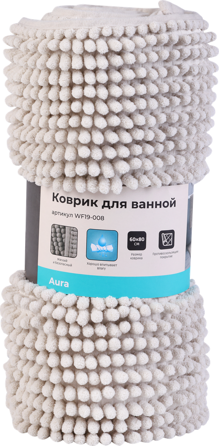 Коврик для ванной HOMECLUB Aura 60х80см, шенилл, предпросмотр
