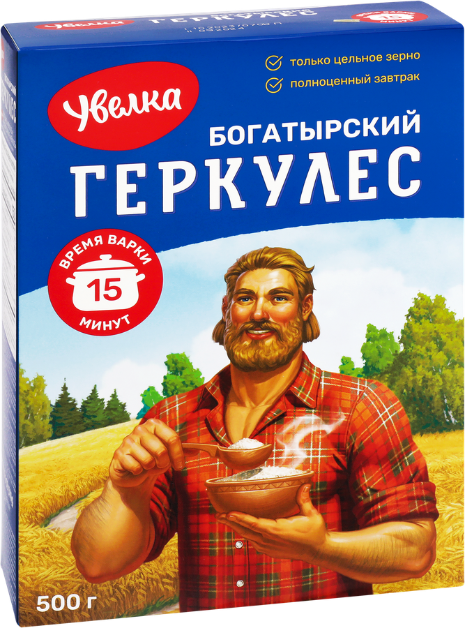 Хлопья овсяные УВЕЛКА Богатырский геркулес, 500г, превью