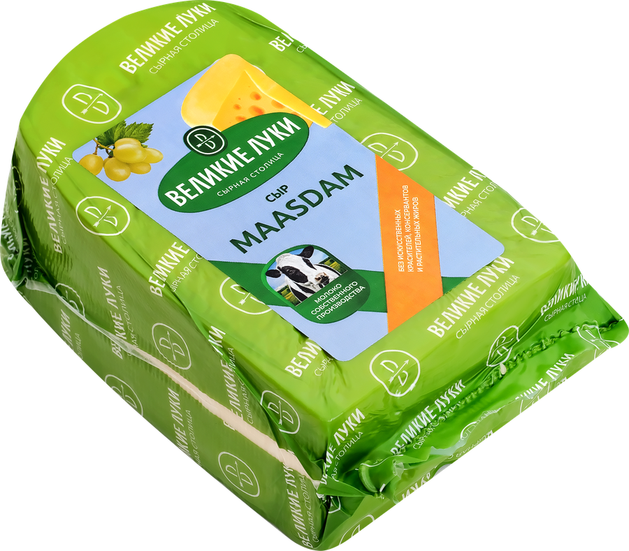 Сыр ВЕЛИКИЕ ЛУКИ Маасдам 45%, без змж, весовой, превью