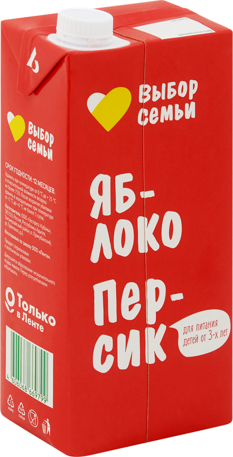 Нектар ВЫБОР СЕМЬИ Яблочно-персиковый, 0.95л, превью