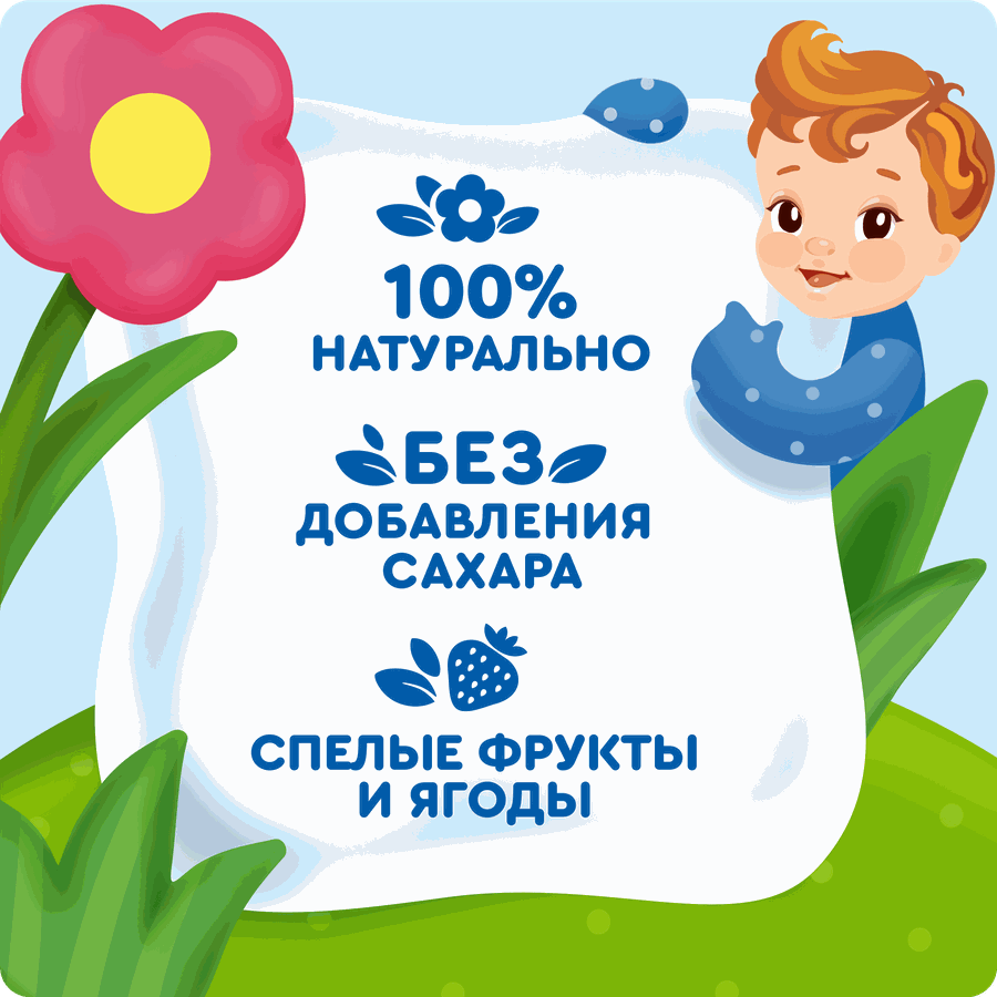 Пюре фруктово-ягодное детское АГУША Укрепляй-ка Яблоко, черная смородина и ежевика, с 6 месяцев, 80г, превью