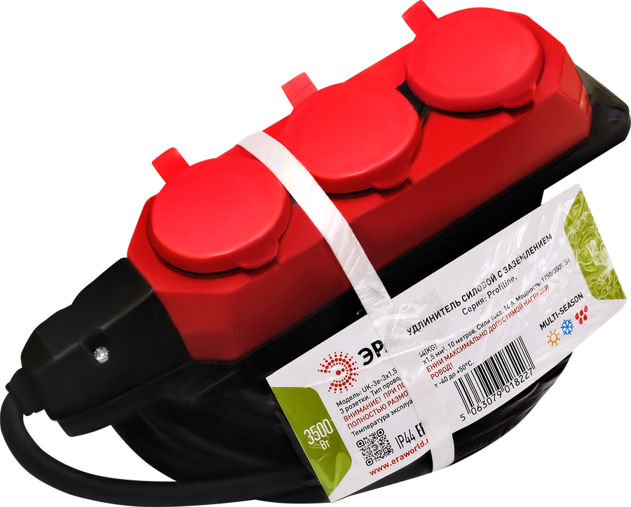 Удлинитель силовой ЭРА UK-3e-3x1,5-10m-IP44(KG) 3 розетки, Арт. Б0057580, предпросмотр