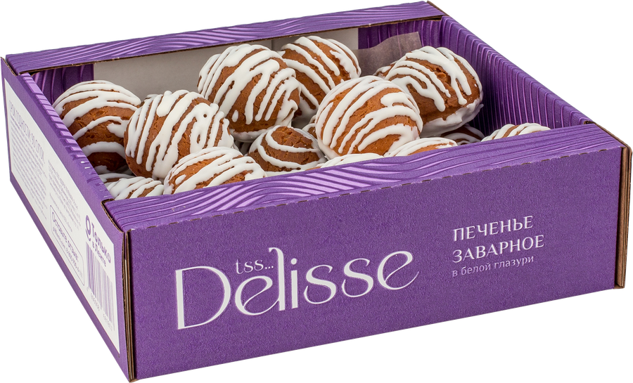 Печенье заварное DELISSE в белой глазури, 400г, превью