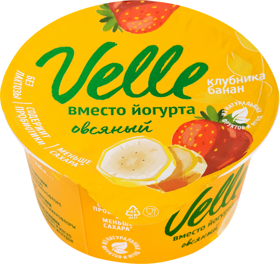 Продукт овсяный VELLE Клубника, банан, 130г, превью
