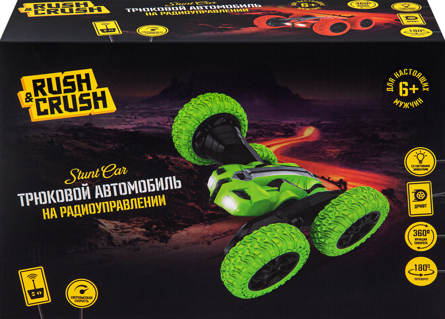Игрушка RUSH&CRUSH Машинка-перевертыш вездеход на радиоуправлении, со световыми эффектами, Арт. B1483626, превью