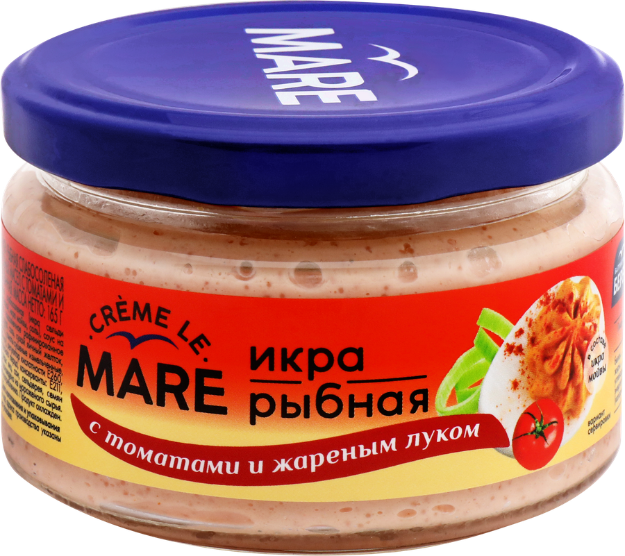 Икра рыбная слабосоленая БАЛТИЙСКИЙ БЕРЕГ Creme Le Mare, в соусе с томатами и жареным луком, 165г, предпросмотр