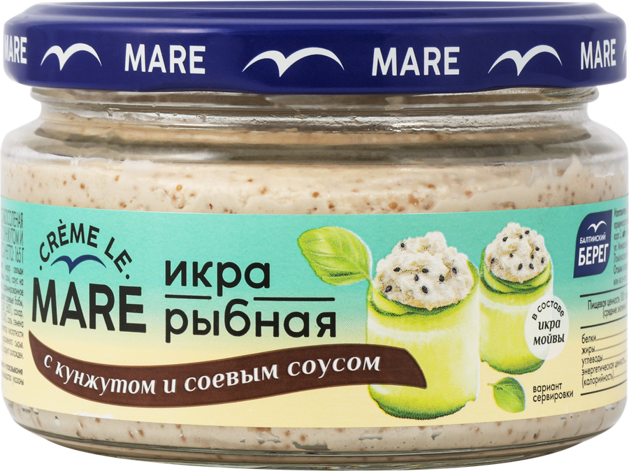 Икра рыбная слабосоленая БАЛТИЙСКИЙ БЕРЕГ Creme Le Mare, в соусе с кунжутом и соевым соусом, 165г, предпросмотр