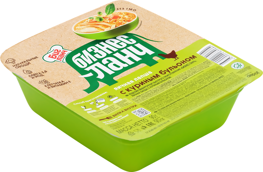 Лапша БИЗНЕС ЛАНЧ Яичная, с куриным бульоном, 90г, превью