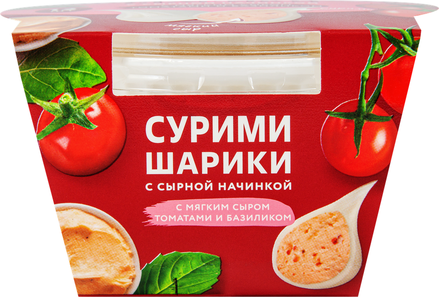 Сурими-шарики МЕРИДИАН с мягким сыром с томатом и базиликом, 100г, превью