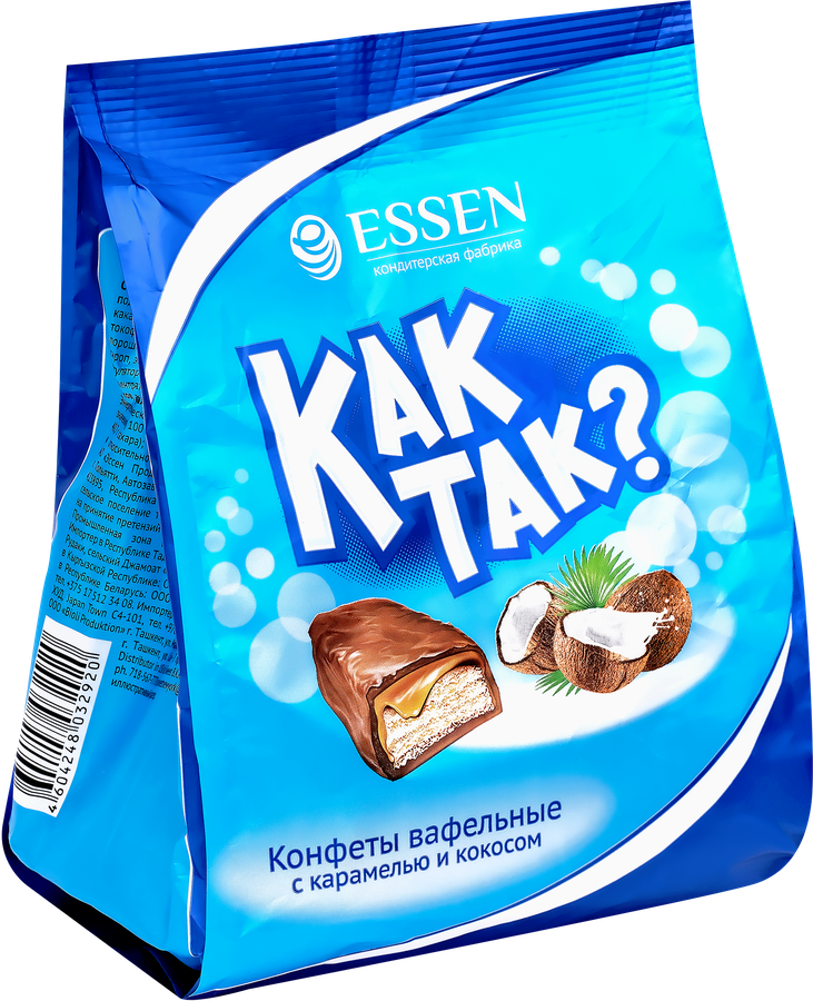 Конфеты вафельные ESSEN Как так? с карамелью и кокосом, 210г, превью