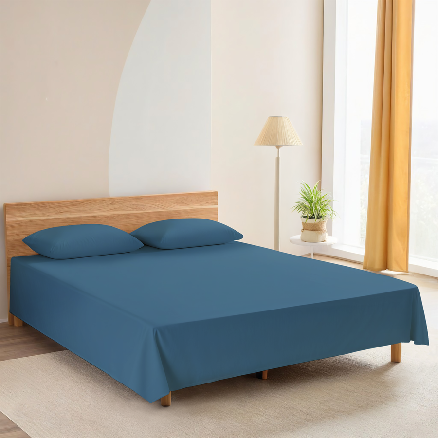 Простыня HOMECLUB 220x260см, синяя, поплин, Арт. HCP/S2226/Д3, превью