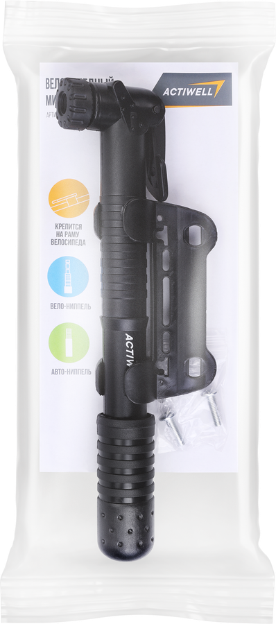 Насос велосипедный мини ACTIWELL 22х6х2,5см, Арт. WSY032, предпросмотр