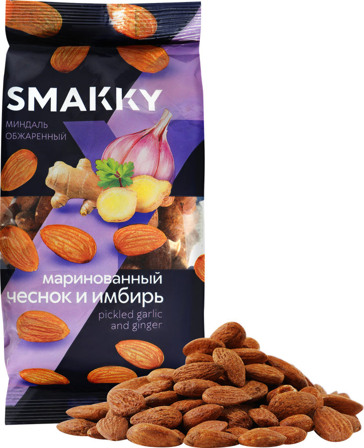 Миндаль SMAKKY жареный, чеснок и имбирь, 150г, предпросмотр