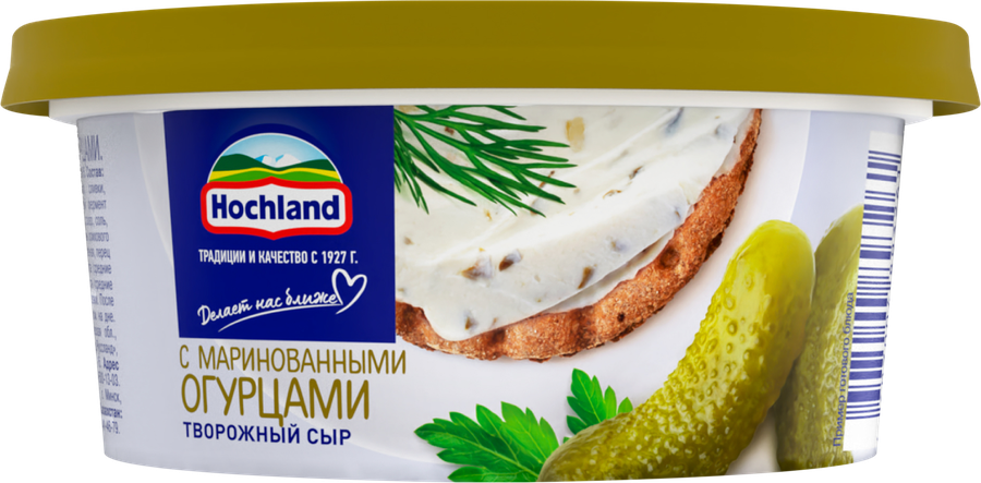 Сыр творожный HOCHLAND с маринованными огурцами 60%, без змж, 140г, превью