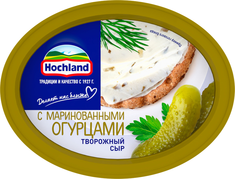 Сыр творожный HOCHLAND с маринованными огурцами 60%, без змж, 140г, превью