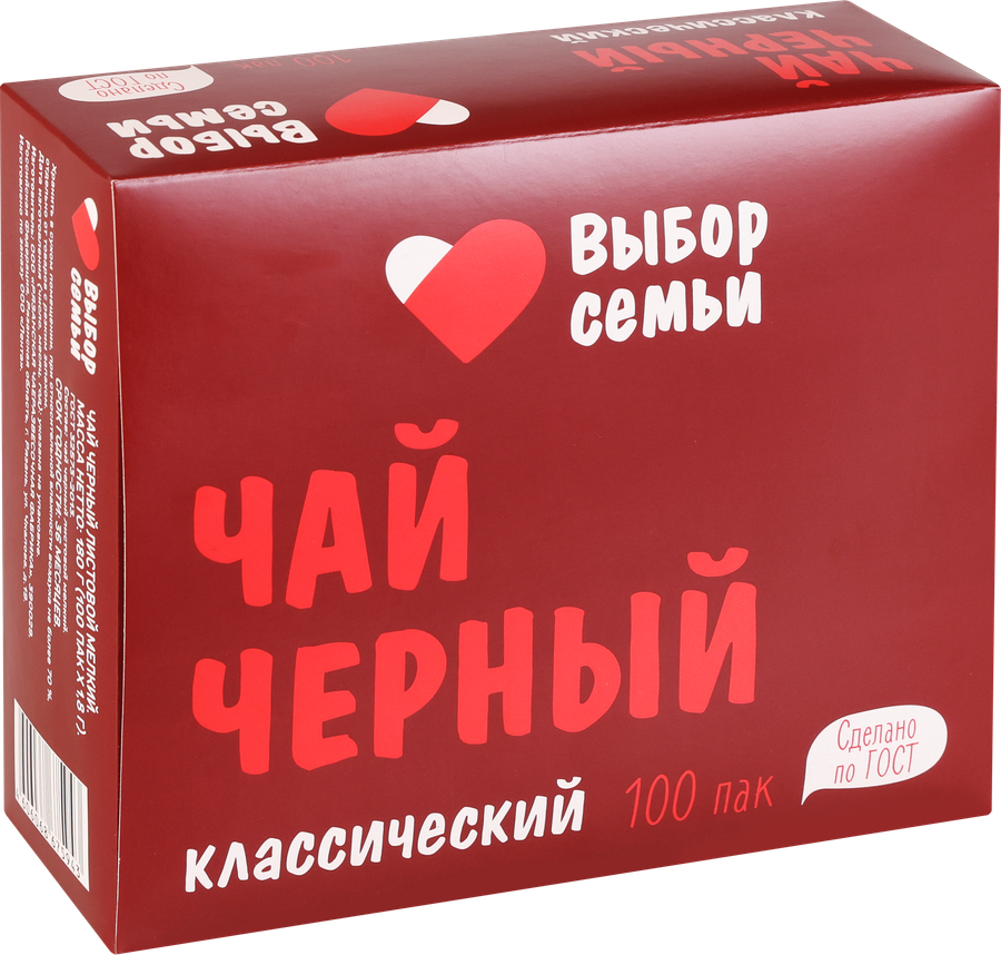 Чай черный ВЫБОР СЕМЬИ мелколистовой, 100пак, превью