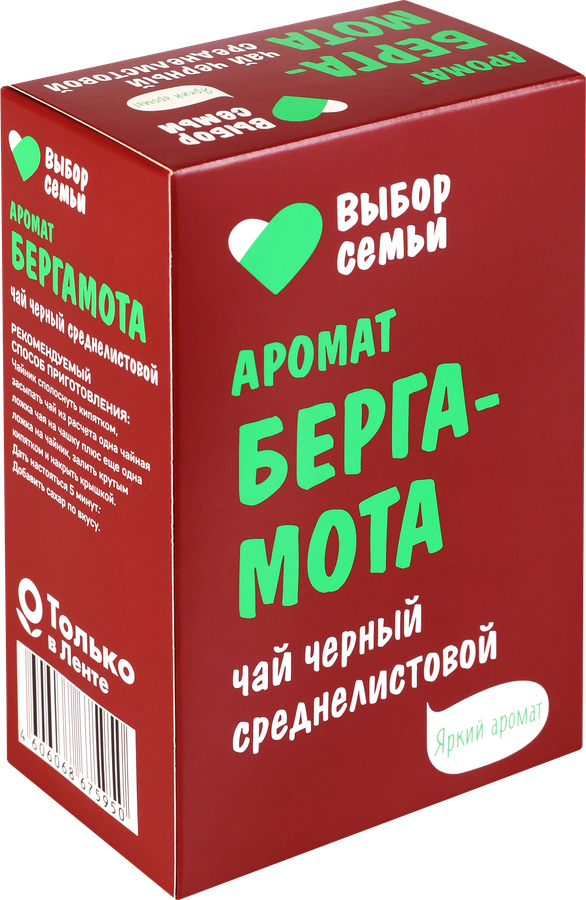 Чай черный ВЫБОР СЕМЬИ с ароматом Бергамота, среднелистовой, 100г, превью