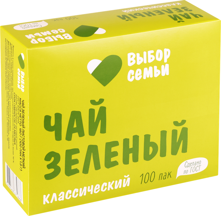 Чай зеленый ВЫБОР СЕМЬИ мелкий, листовой, 100пак, предпросмотр