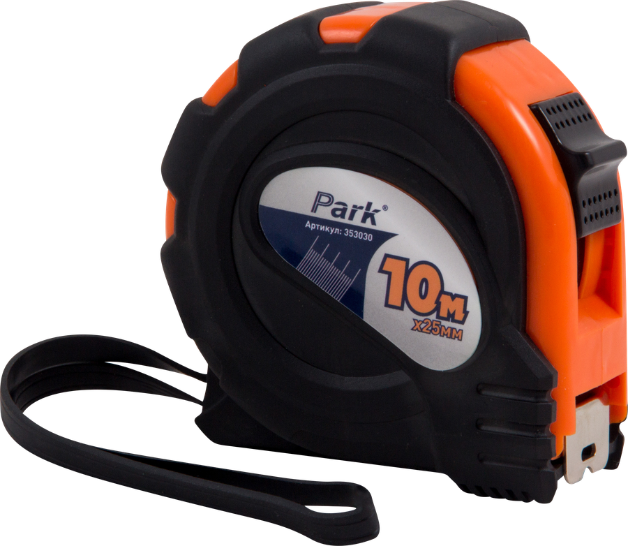 Рулетка PARK TM30-10025 10мx25мм, с фиксатором и прорезиненным корпусом, Арт. 353030, предпросмотр