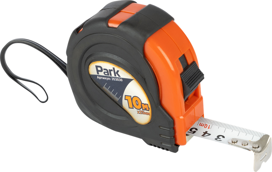 Рулетка PARK TM30-10025 10мx25мм, с фиксатором и прорезиненным корпусом, Арт. 353030, превью