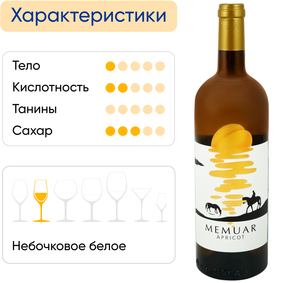 Продукция плодовая алкогольная MEMUAR Абрикосовая полусладкая, 0.75л, предпросмотр