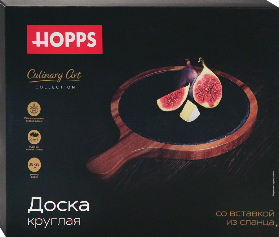 Доска HOPPS 38х28х2см, круглая, акация, Арт. OX-LP1, превью