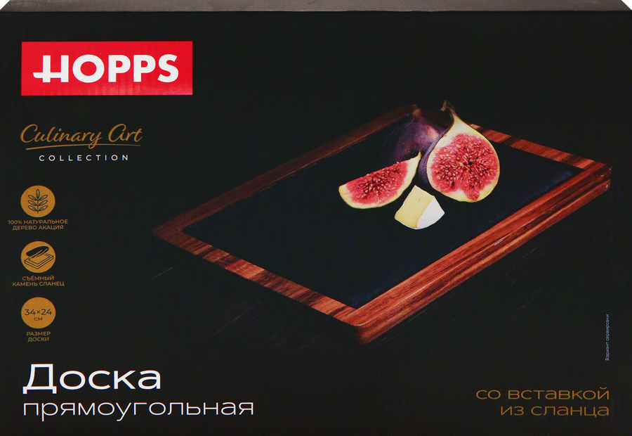 Доска HOPPS 34х24х2см, прямоугольная, акация, Арт. OX-LP2, превью
