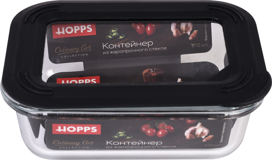 Контейнер HOPPS жаропрочное стекло, силикон, 370мл, Арт. NE-BG2, предпросмотр