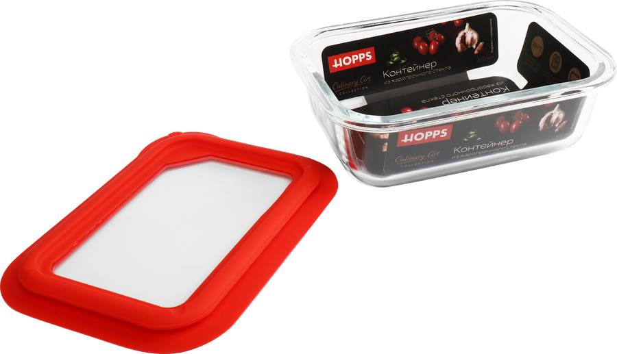 Контейнер HOPPS жаропрочное стекло, силикон, 370мл, Арт. NE-BG2, предпросмотр