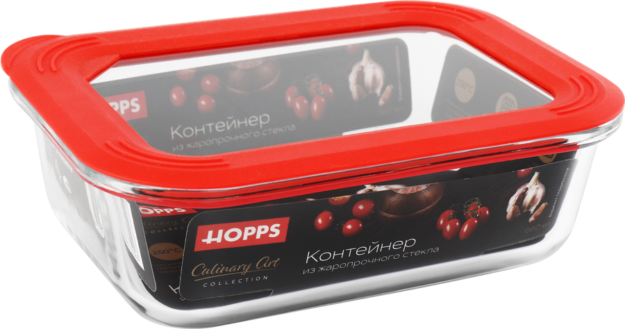 Контейнер HOPPS боросиликатное стекло, силикон, 660мл 17,5х12,5х5,2см, 
Арт. NE-BG3, превью