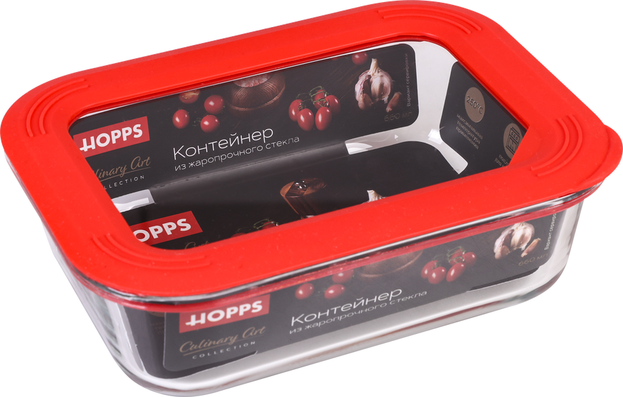 Контейнер HOPPS боросиликатное стекло, силикон, 660мл 17,5х12,5х5,2см, 
Арт. NE-BG3, предпросмотр