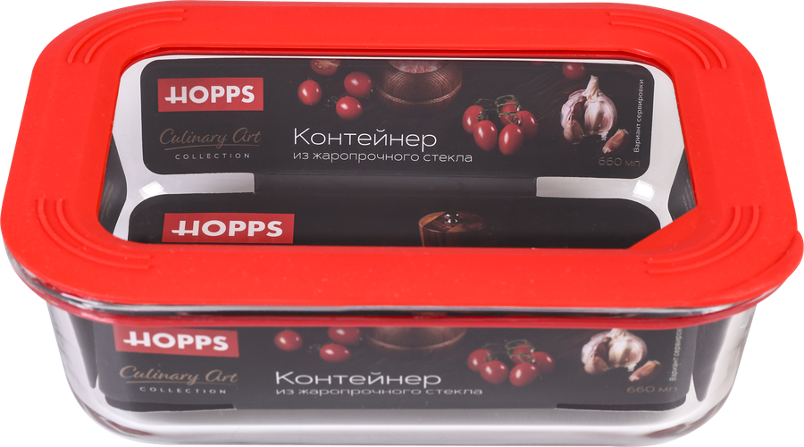 Контейнер HOPPS боросиликатное стекло, силикон, 660мл 17,5х12,5х5,2см, 
Арт. NE-BG3, предпросмотр