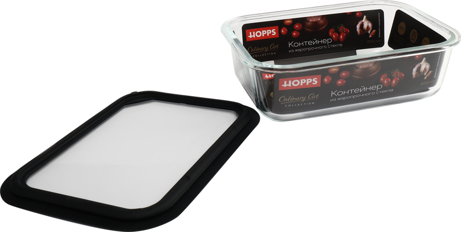 Контейнер HOPPS жаропрочное стекло, силикон, 1.5л, Арт. NE-BG5, предпросмотр