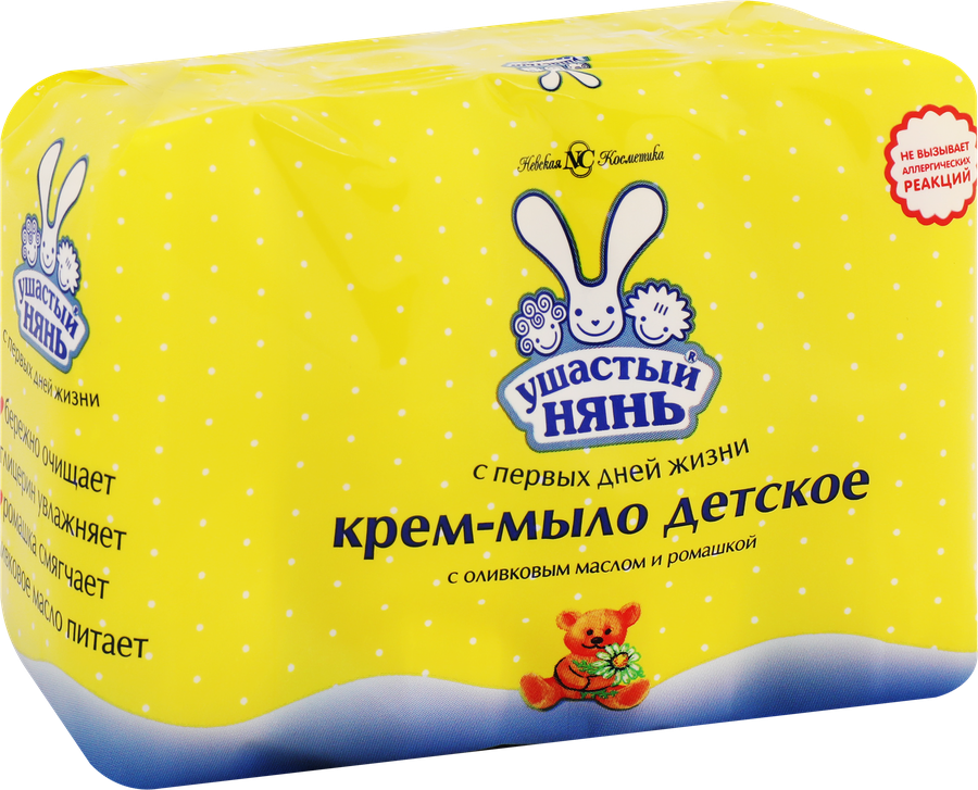 Крем-мыло детское УШАСТЫЙ НЯНЬ с оливковым маслом и ромашкой, 4x100г, предпросмотр