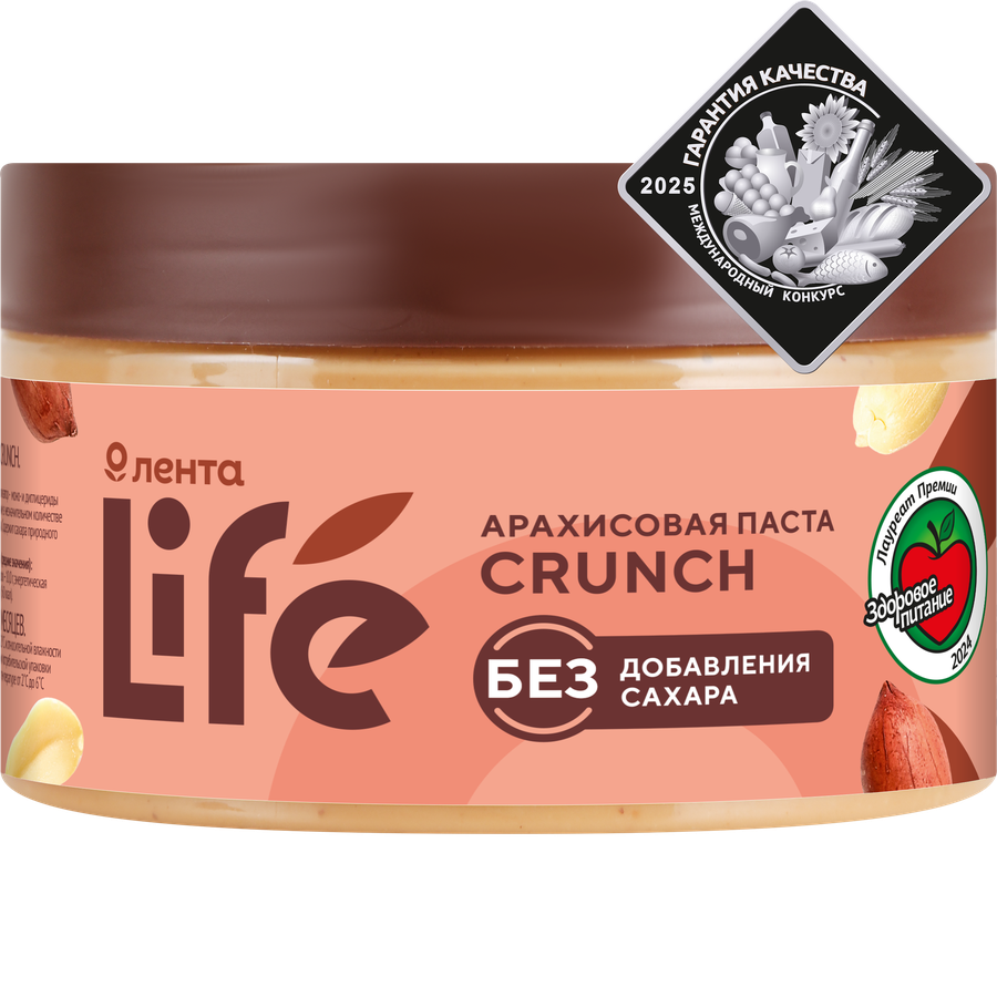 Паста арахисовая ЛЕНТА LIFE Crunch, 250г, фото