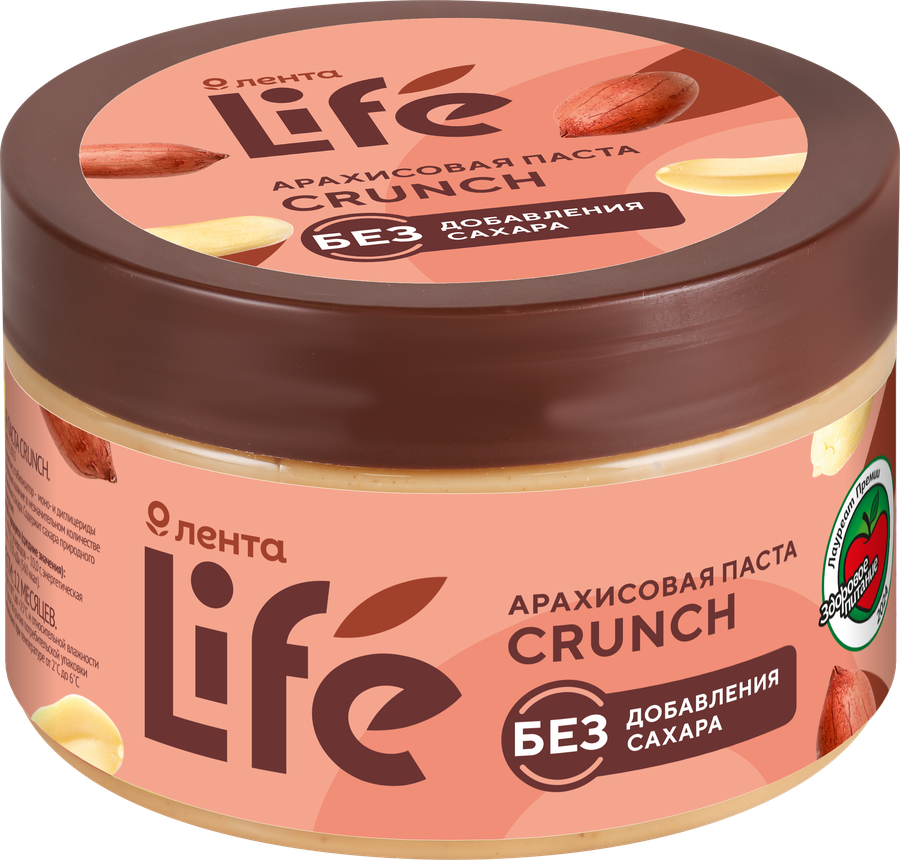 Паста арахисовая ЛЕНТА LIFE Crunch, 250г, фотография