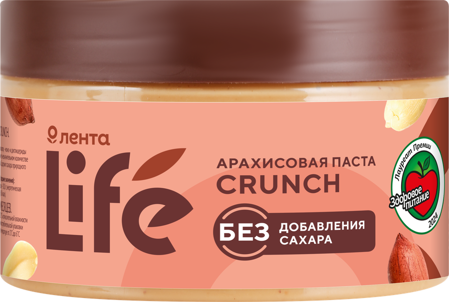 Паста арахисовая ЛЕНТА LIFE Crunch, 250г, картинка