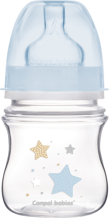 Бутылочка для кормления CANPOL BABIES EasyStart 120мл, антиколиковая с широким горлышком, с 0 месяцев, в ассортименте, Арт. 35/216_blu, 35/216_pin, превью