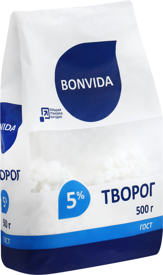 Творог рассыпчатый BONVIDA 5%, без змж, ﻿500г, предпросмотр